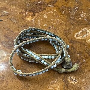 Chan Luu Woven Bracelet with Light Blue Beads